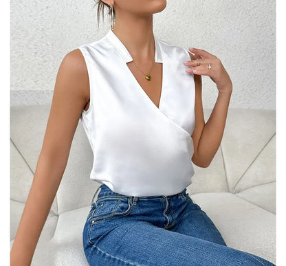 Elegantes Damen Top Ärmellos Einfarbig Sommer