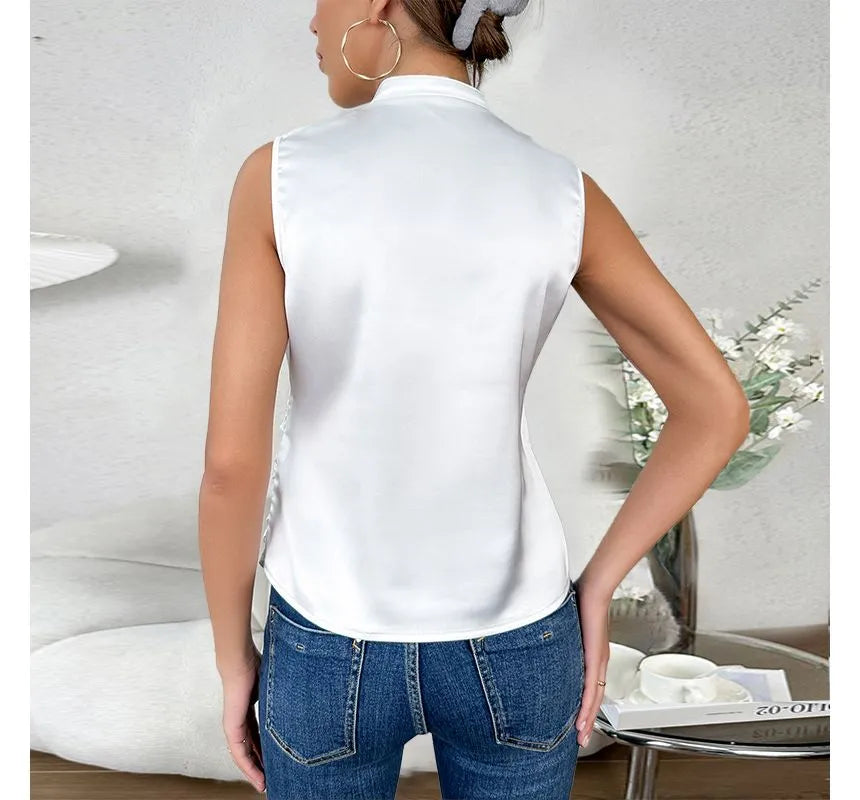 Elegantes Damen Top Ärmellos Einfarbig Sommer