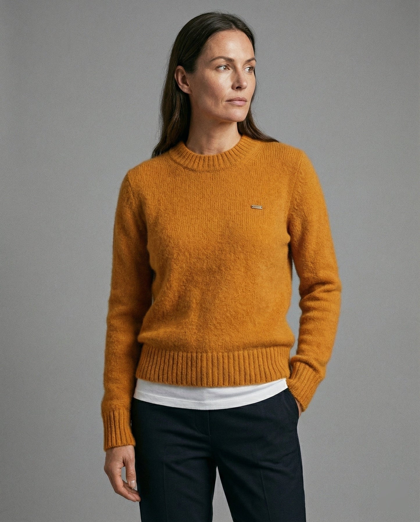 Weiche Damen Strickpullover Oversize Rundhals Winter Orange - BerlinGlamour