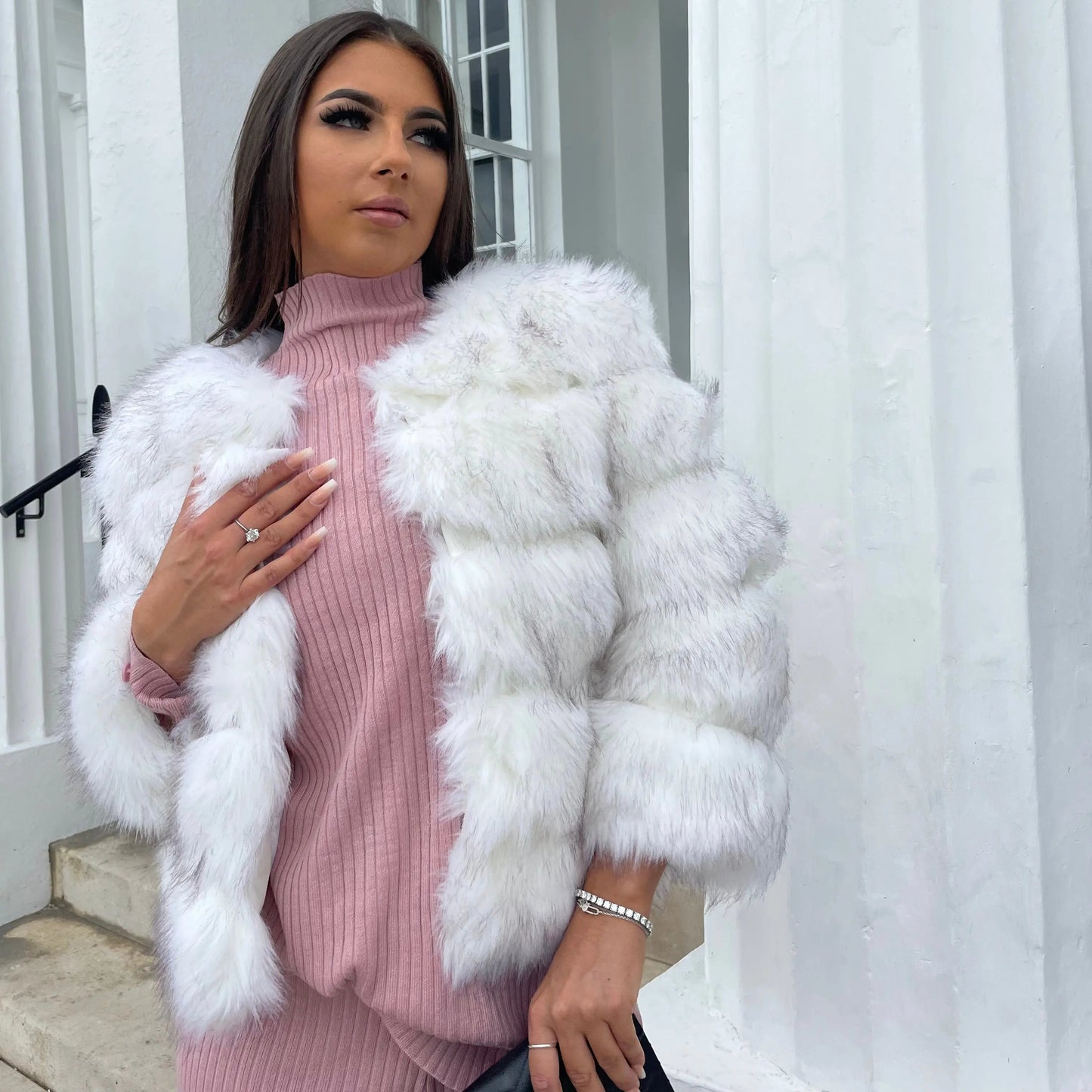 Damen Winterjacke Imitation Pelz Luxus Design Bequem