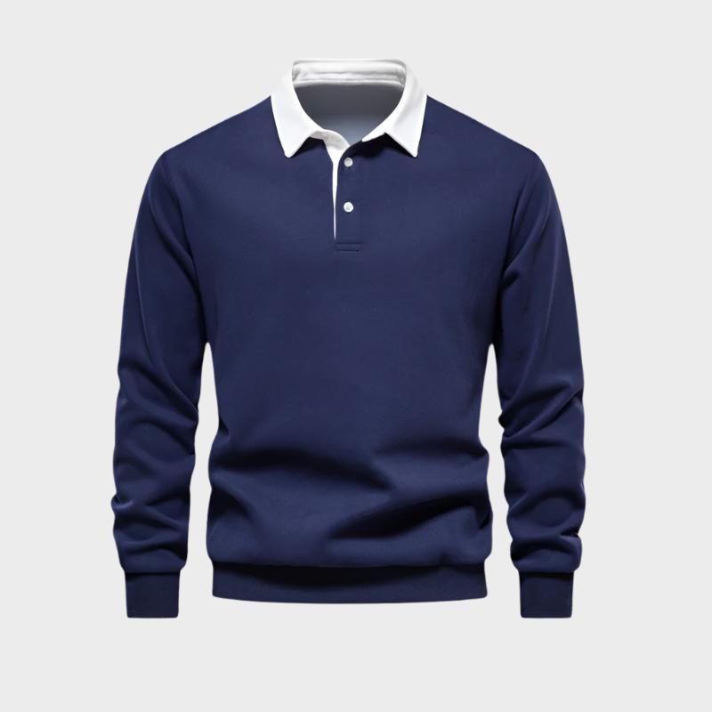 Herren Polo Langarm Freizeitpullover Halbgeknöpft - BerlinGlamour