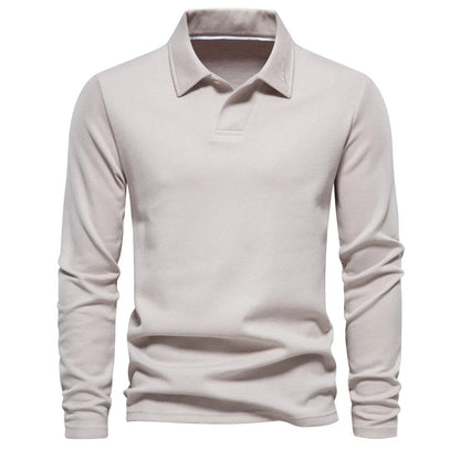 Langarm-Polo | Umlegekragen | Pullover | Polohemd | Herrenhemden-Beige-S-Chaps Herrenmode