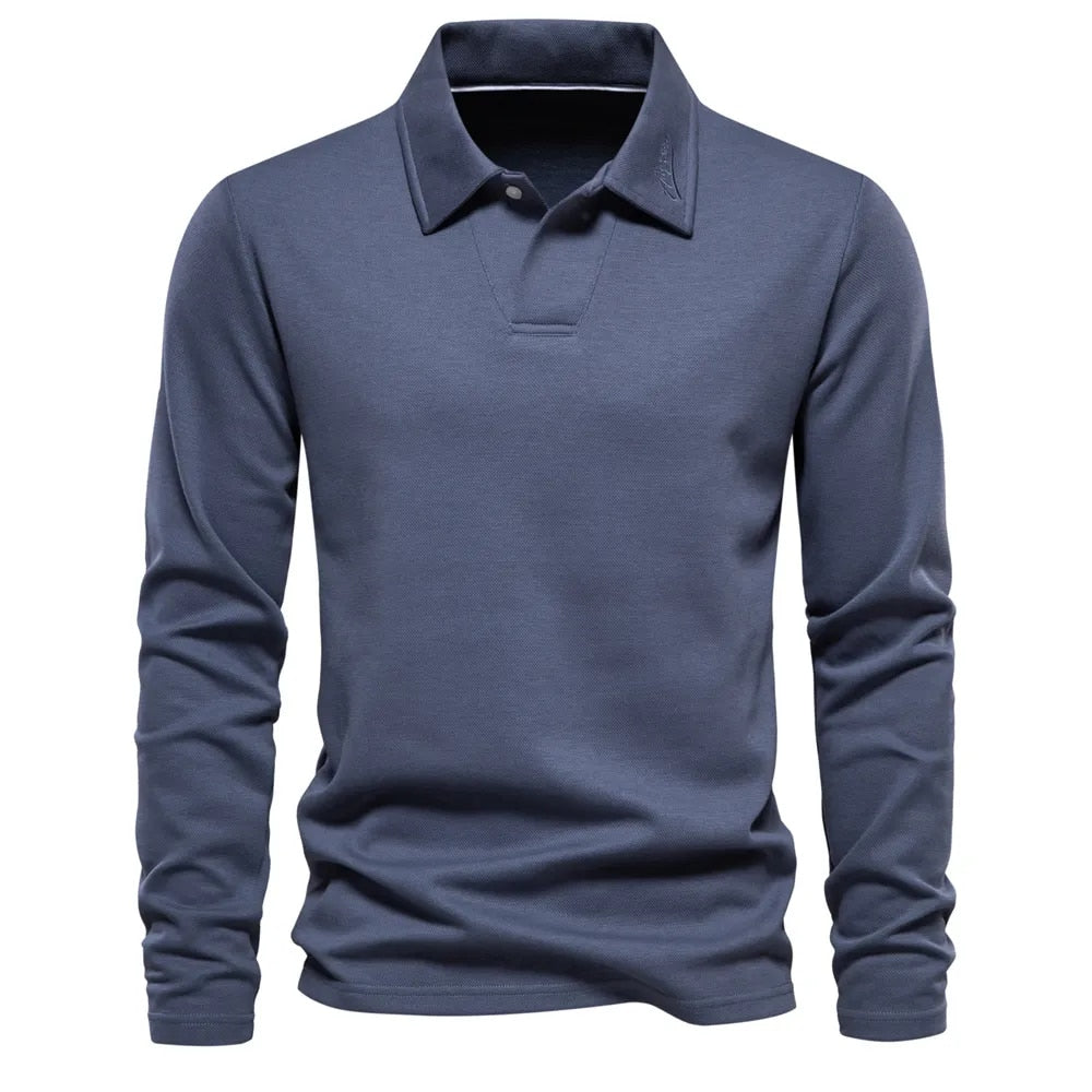 Herren Langarm Polo Hemd Modern Sportlich - BerlinGlamour