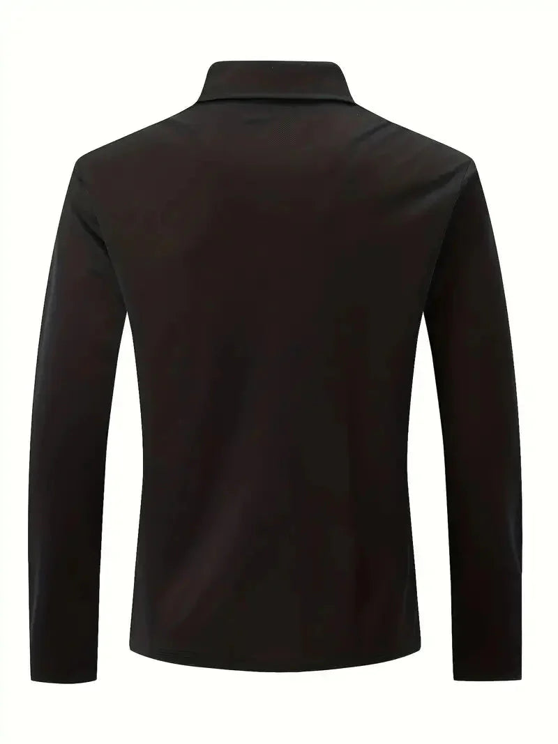 Langarm-Polohemd – Atmungsaktiv – Halbgeknöpft – Polohemd – Herrenhemden-Chaps Herrenmode