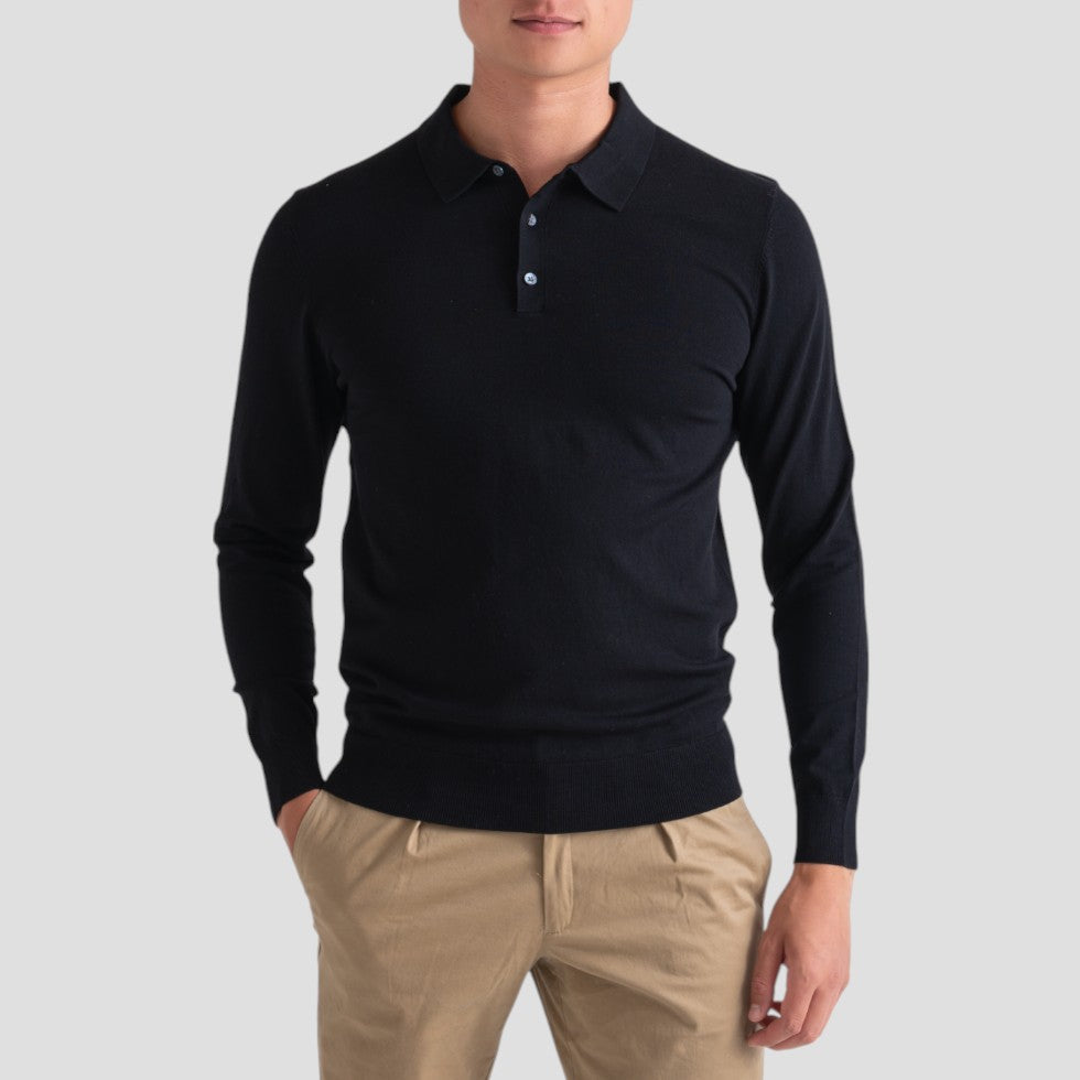 Langarm-Poloshirt aus Baumwolle für Herren 2