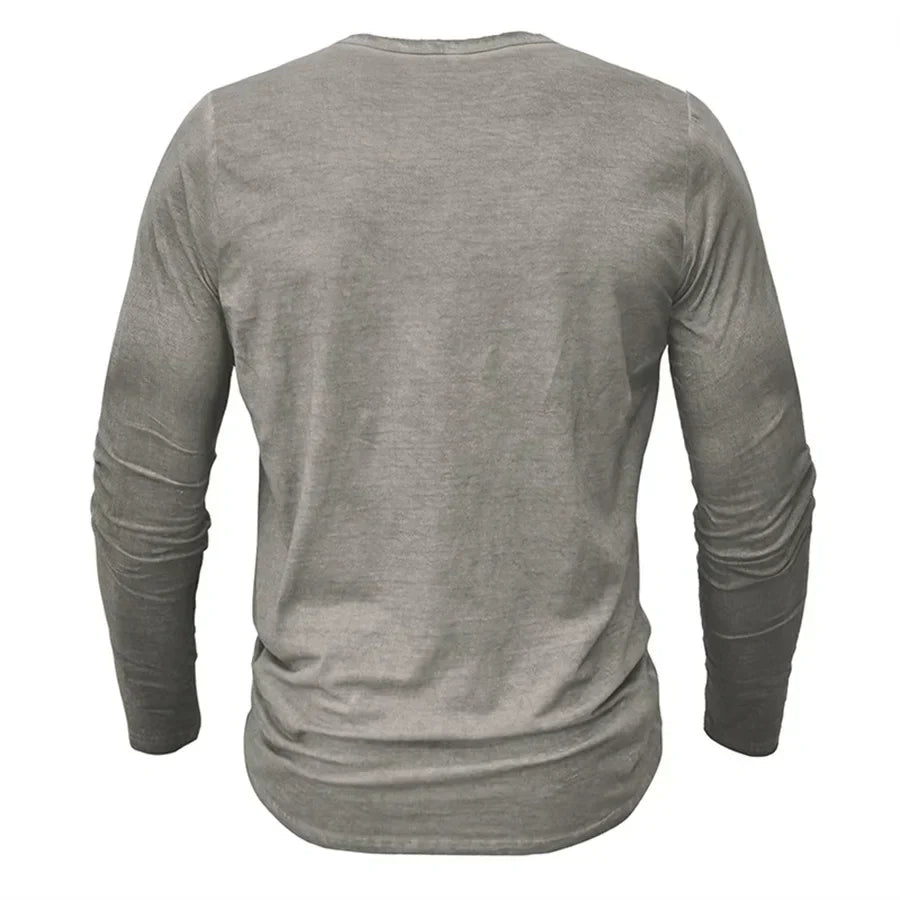 Langarm-T-Shirt – Halbknopfleiste – Pullover – Henley-Shirt – Herrenhemd-Chaps Herrenmode