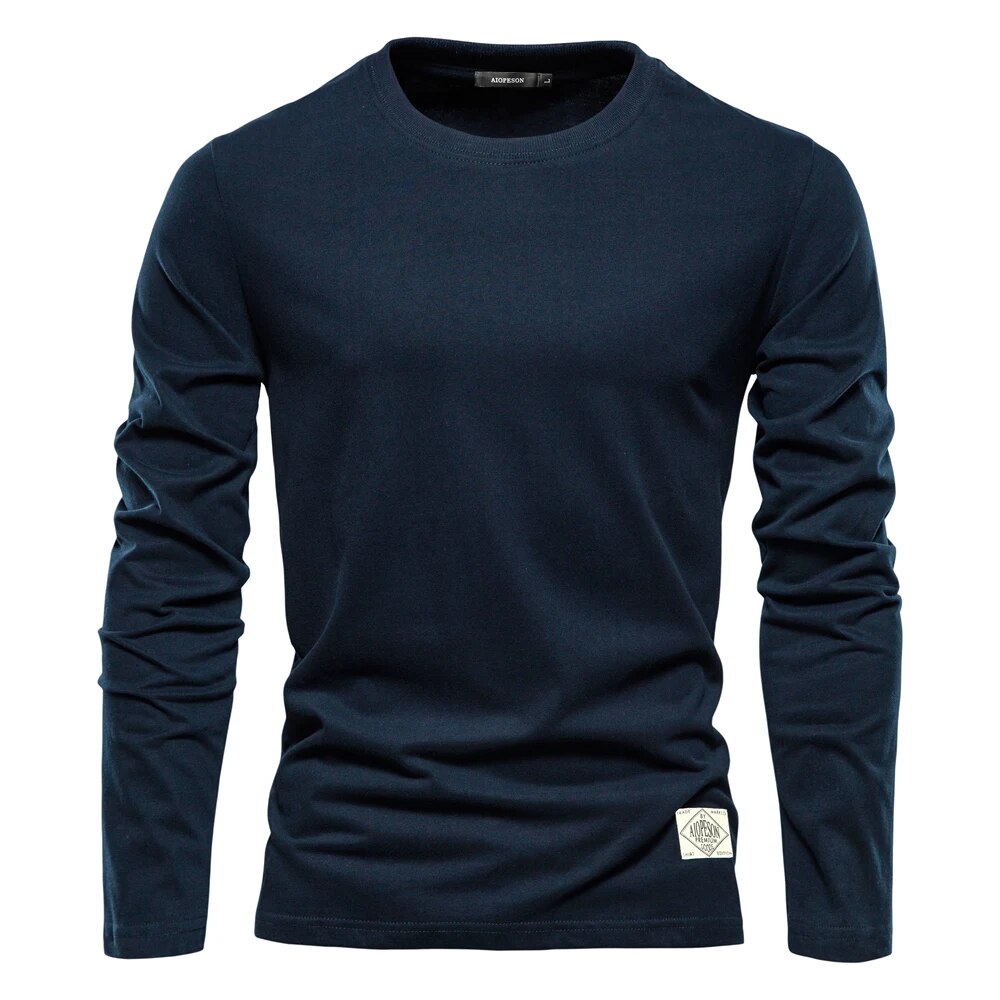 Langarm-T-Shirt – Langarm-Shirt für Männer mit Rundhalsausschnitt und einfarbig-Marineblau-XS-Chaps Herrenmode