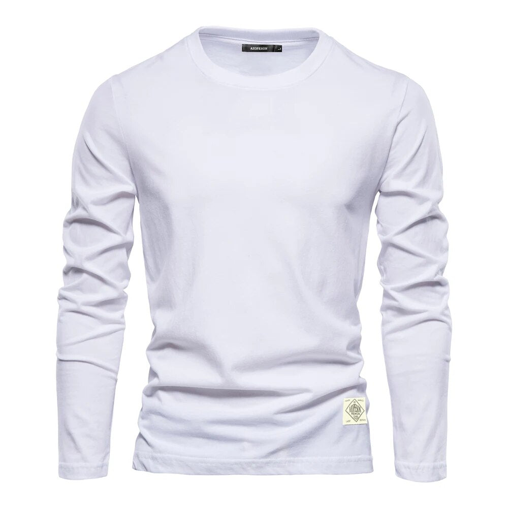 Einfarbiges Langarm-Shirt für Männer Rundhals - BerlinGlamour