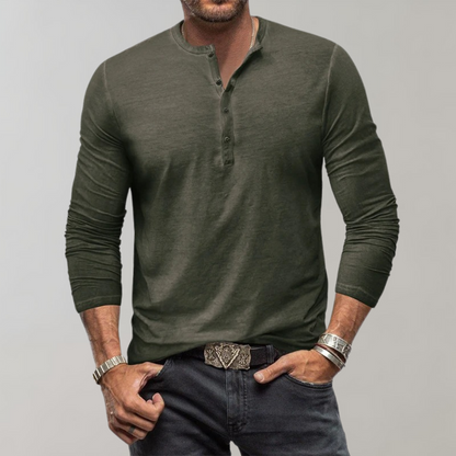 Herren Langarmshirt Viertelknopfleiste Modern - BerlinGlamour