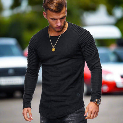 Herren T-Shirt Langarm Rundhals Lässig - BerlinGlamour