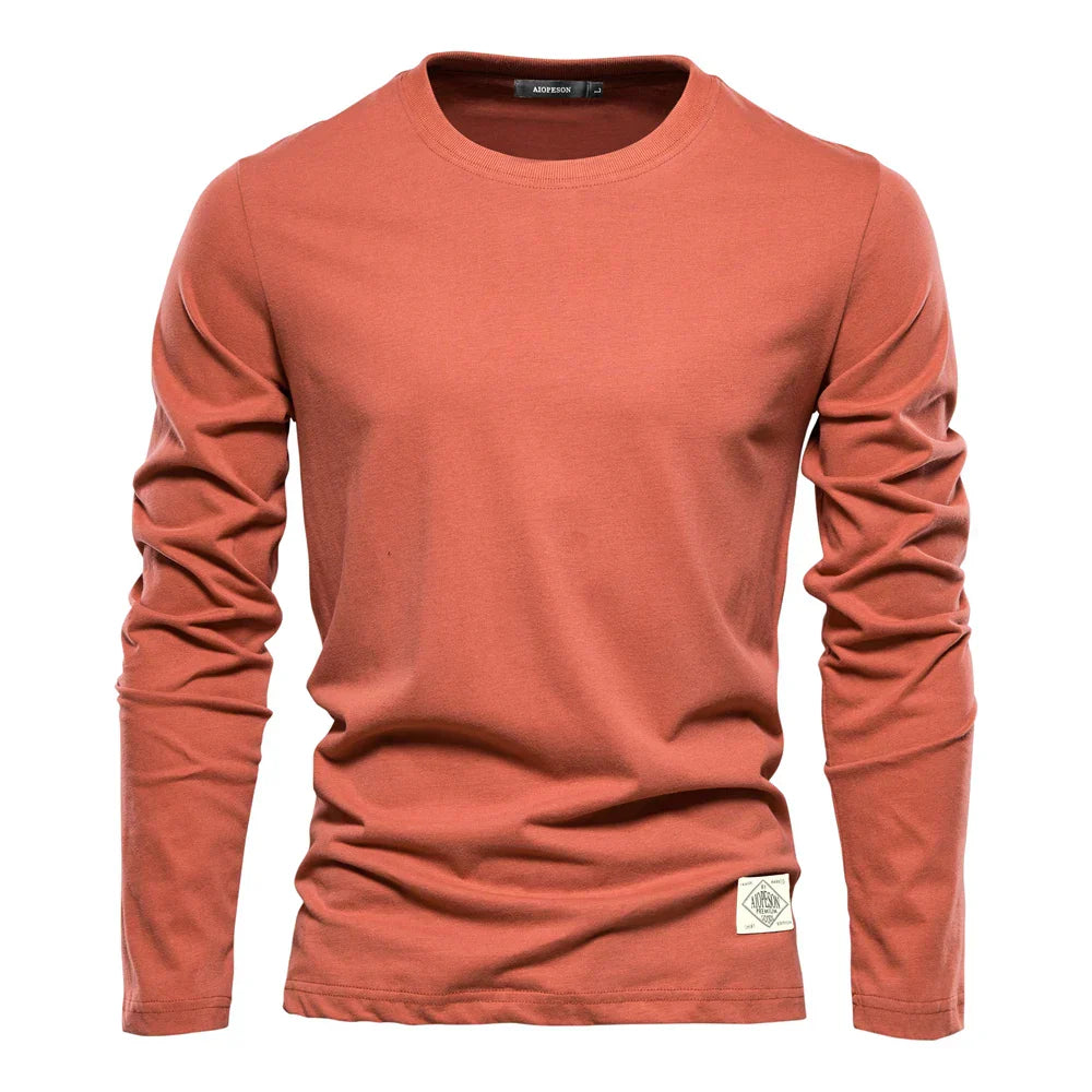 Einfaches Langarm-T-Shirt Rundhals Herren - BerlinGlamour