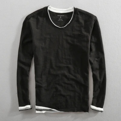 Herren Langarm T-Shirt V-Ausschnitt Modern - BerlinGlamour