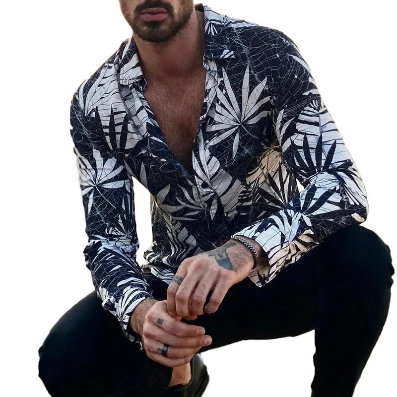 Hawaiihemd Herren Langarm Bedruckt Button Down - BerlinGlamour