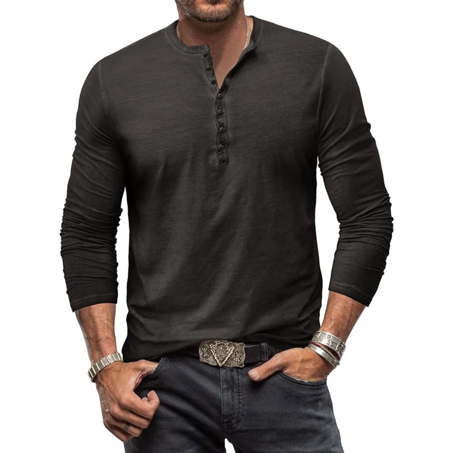 Herren T-Shirt Langarm Klassisch Casual - BerlinGlamour
