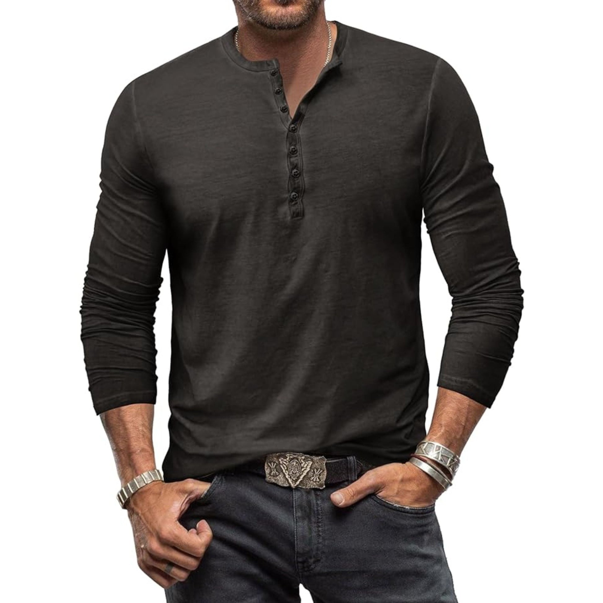 Herren T-Shirt Langarm Klassisch Casual - BerlinGlamour