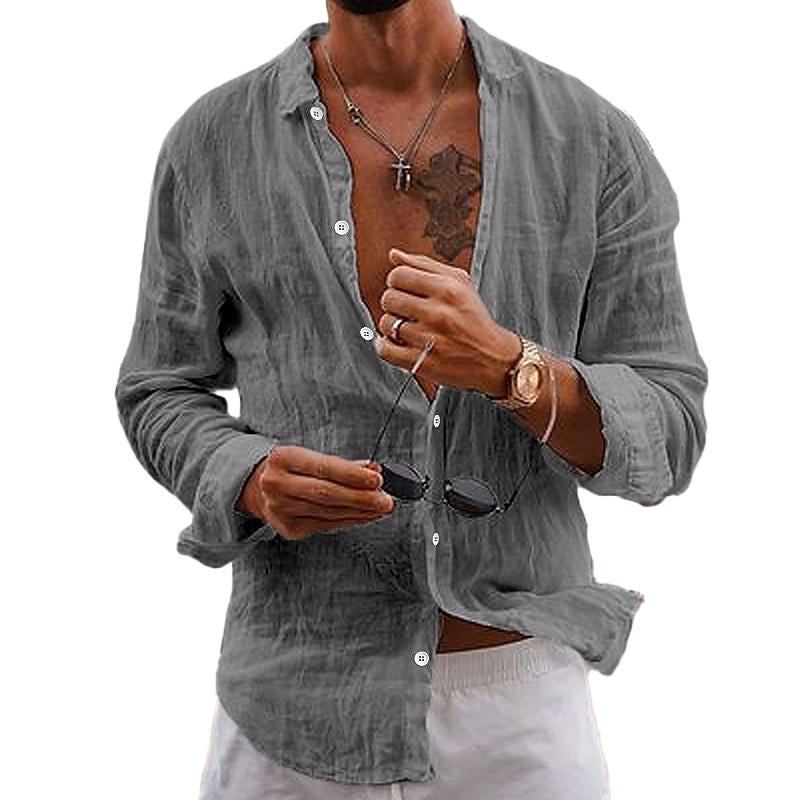 Leinenhemd Herren Leichtgewicht Langarm Button-Up - BerlinGlamour