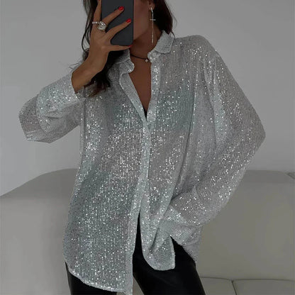 Glitzertop mit Pailletten Schimmer Oberteil