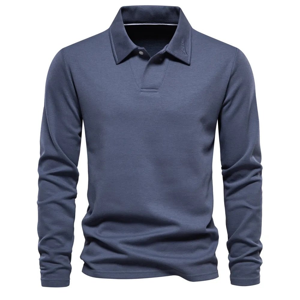 Männer Poloshirt Langarm Klassisch Weiß - BerlinGlamour
