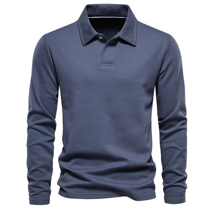 Männer Poloshirt Langarm Klassisch Weiß - BerlinGlamour