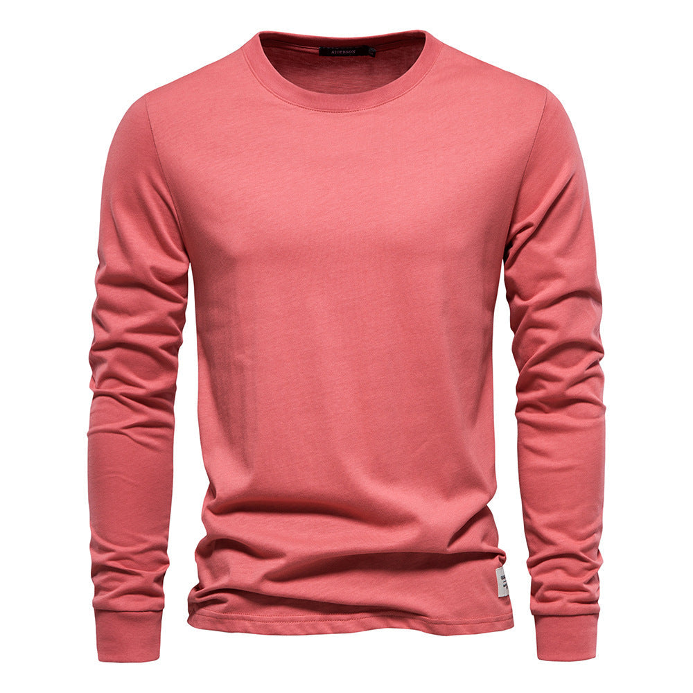 Langarmshirt - Baumwolle - Rundhalsausschnitt - Langarm T-Shirt - Herrenhemden-Rot-S-Chaps Herrenmode