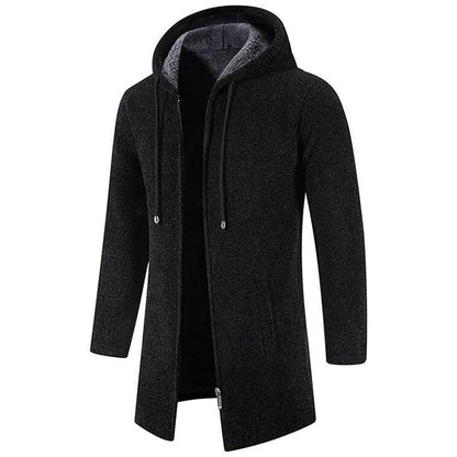 Herren Strickjacke Kapuzenjacke Lang Zip Up - BerlinGlamour