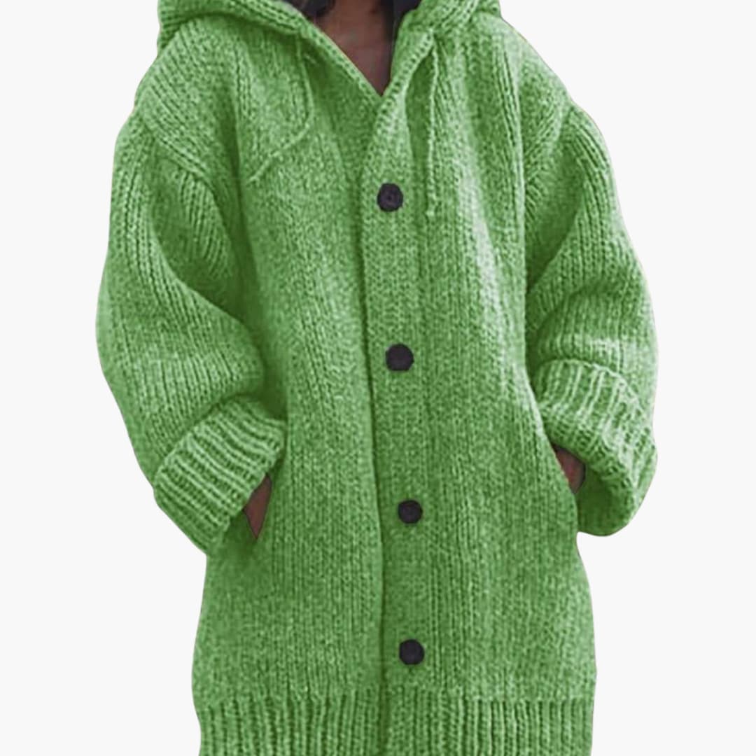 Lange Damen-Strickjacke mit Kapuze Warme 4