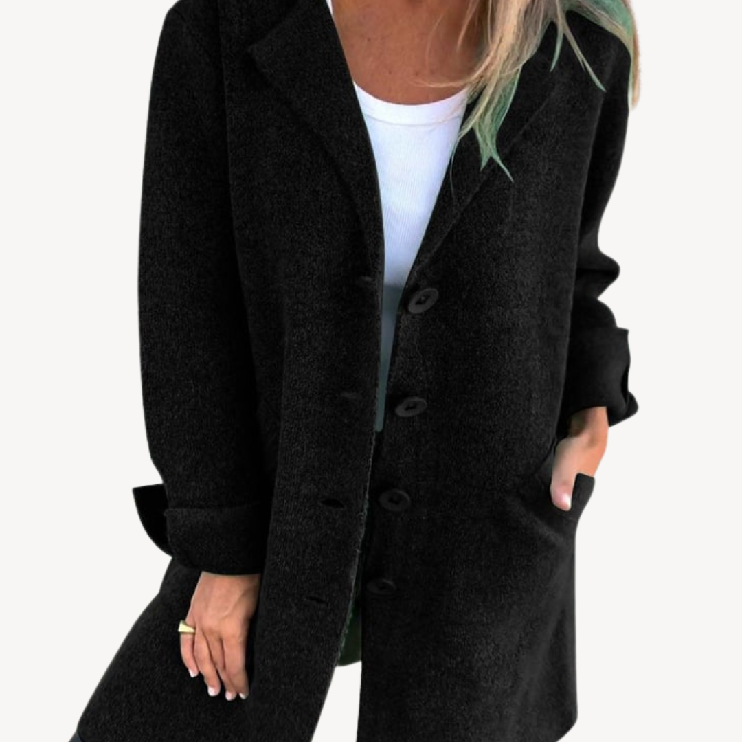 Langer Mantel aus Wollmischung für Damen mit Knopfleiste vorne | Loravelle 4
