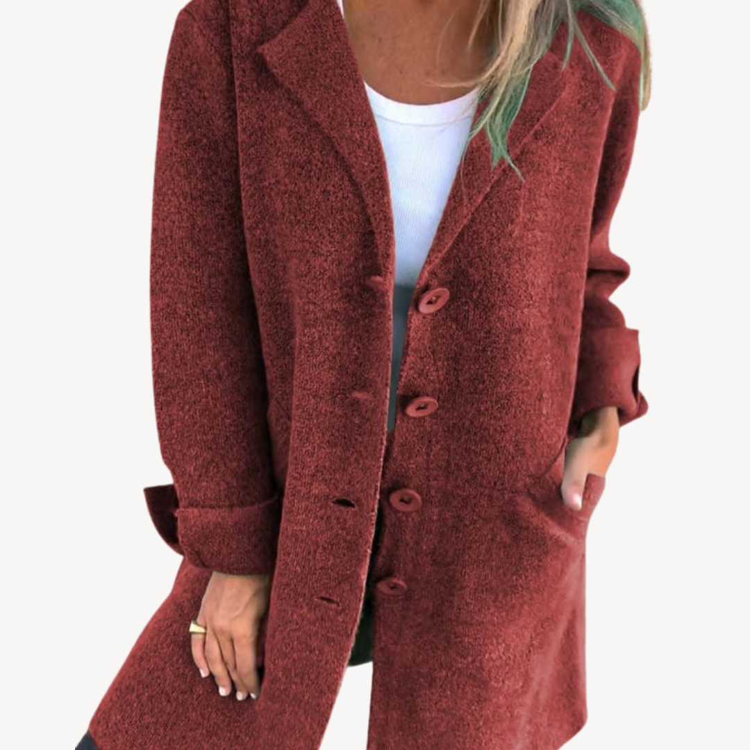 Langer Mantel aus Wollmischung für Damen mit Knopfleiste vorne | Loravelle 8