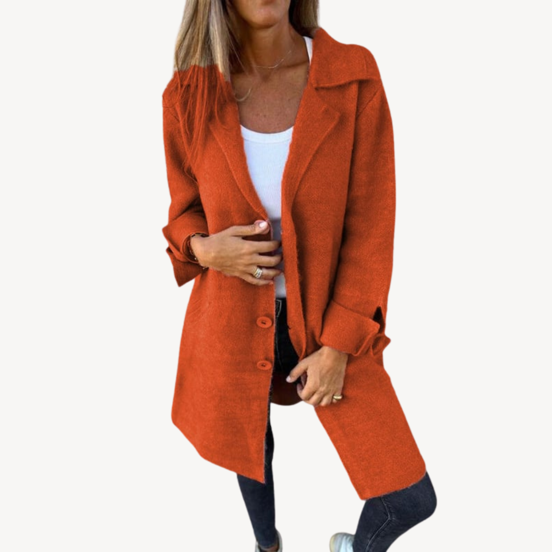 Langer Mantel aus Wollmischung für Damen mit Knopfleiste vorne | Loravelle 9