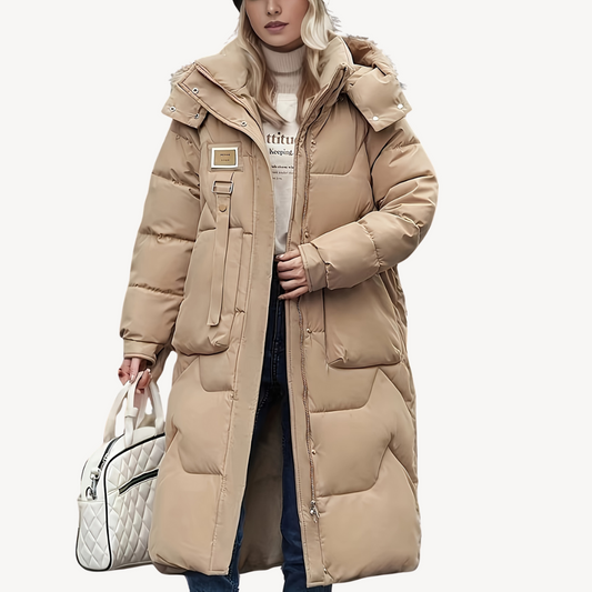 Langer Puffermantel mit Kapuze für Damen | Loravelle 0