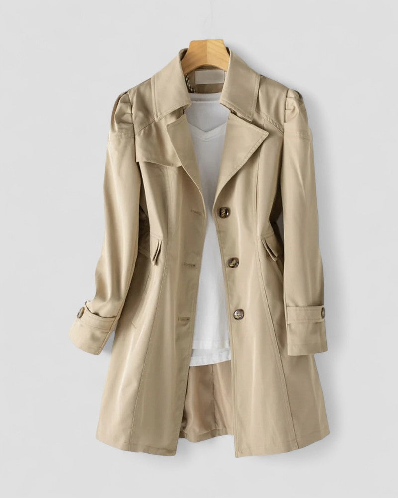 Langer, einreihiger, leichter Trenchcoat für Damen 2