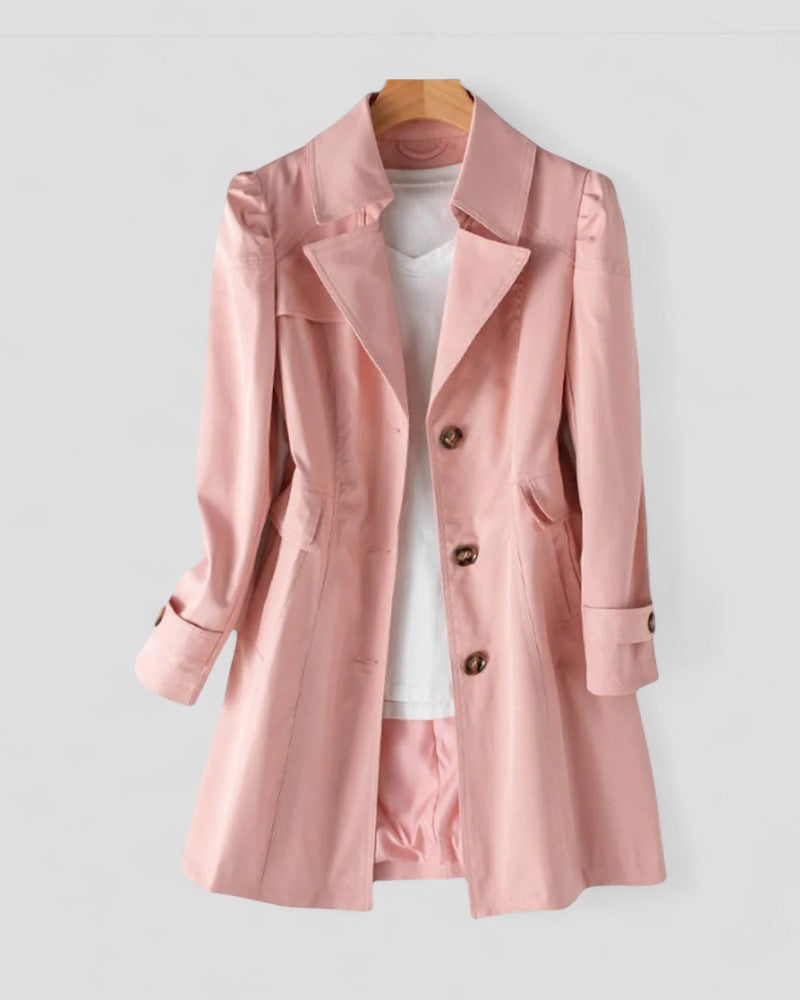 Langer, einreihiger, leichter Trenchcoat für Damen 3