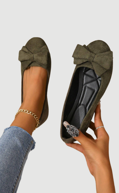 Ballerinas mit Schleife Damen Schuhe Bequem Elegant - BerlinGlamour