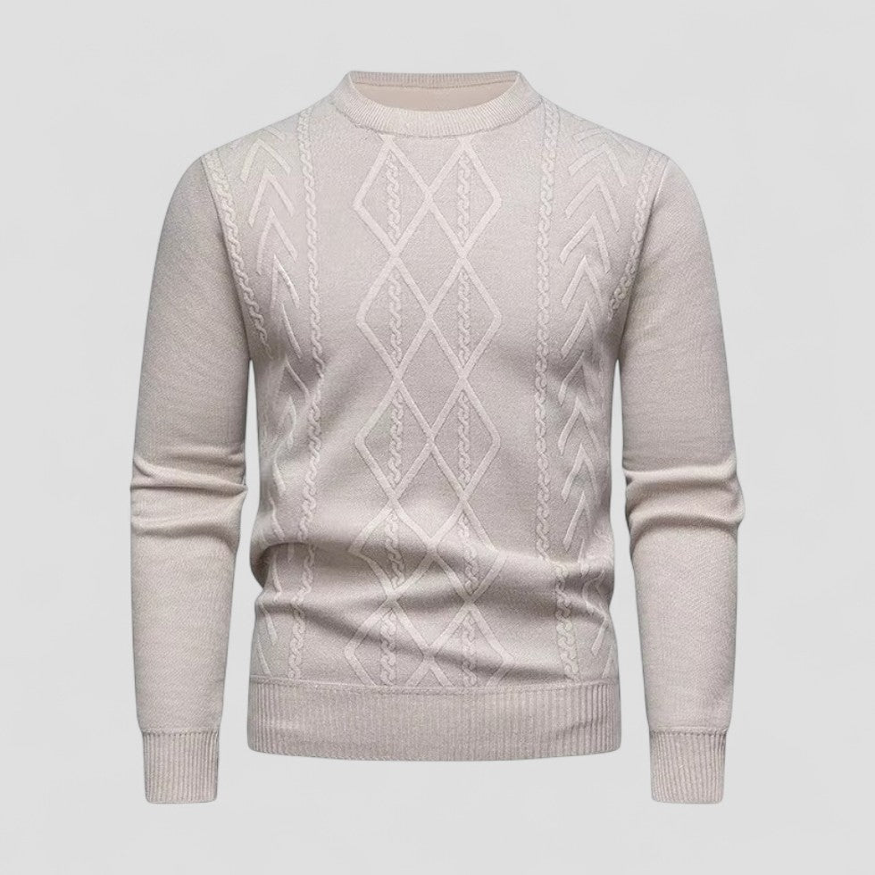 Lässiger Herren-Strickpullover mit Rundhalsausschnitt und Rautenmuster 0