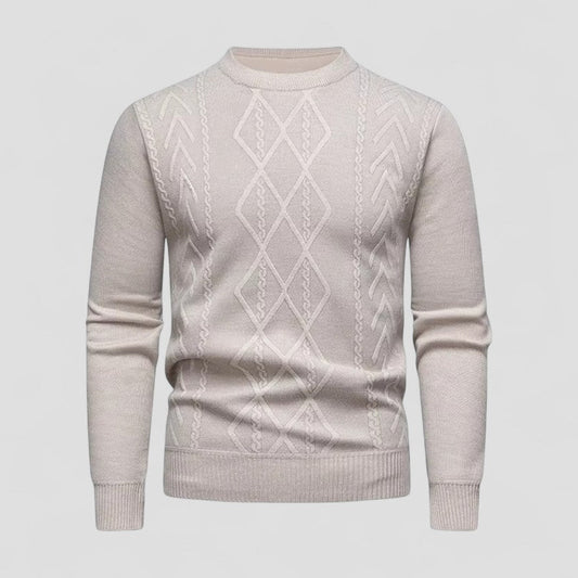 Lässiger Herren-Strickpullover mit Rundhalsausschnitt und Rautenmuster 0