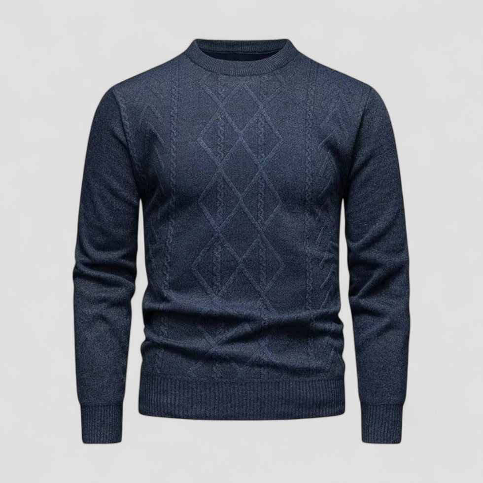 Lässiger Herren-Strickpullover mit Rundhalsausschnitt und Rautenmuster 1