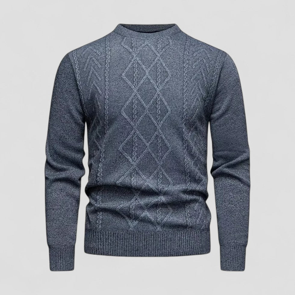 Lässiger Herren-Strickpullover mit Rundhalsausschnitt und Rautenmuster 2