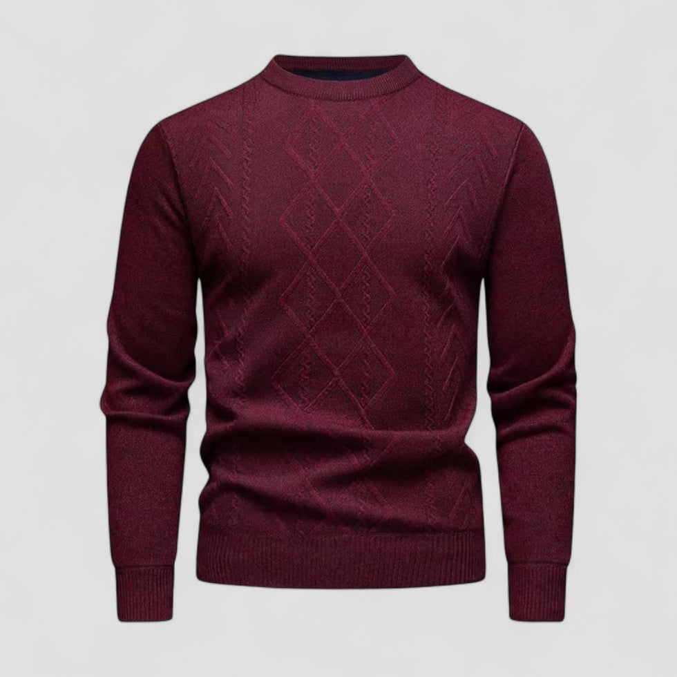Lässiger Herren-Strickpullover mit Rundhalsausschnitt und Rautenmuster 3