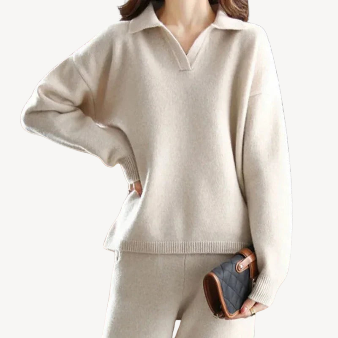 Lässiges Polo-Strickpullover-Set für Damen | Loravelle 0