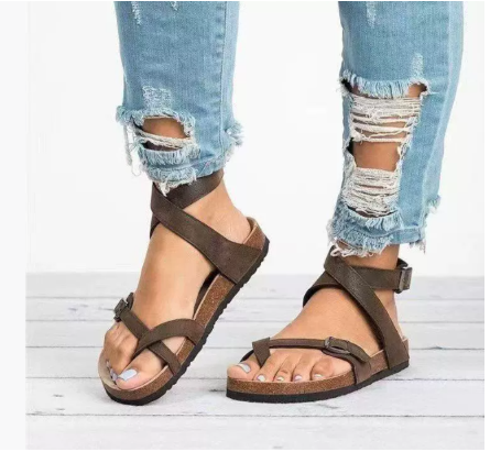 Damen Sandalen Flache Sommer Schuhe Mit Riemen - BerlinGlamour