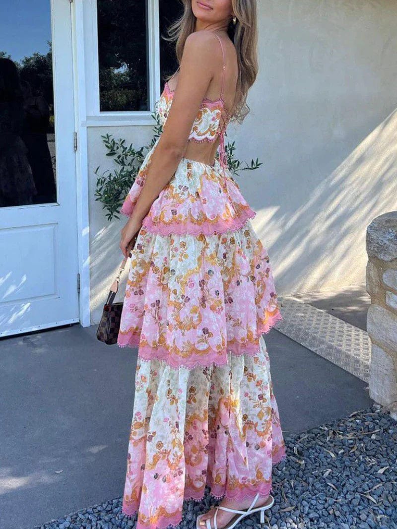 Romantisches Maxikleid Blumenmuster Spitze Damenkleid - BerlinGlamour