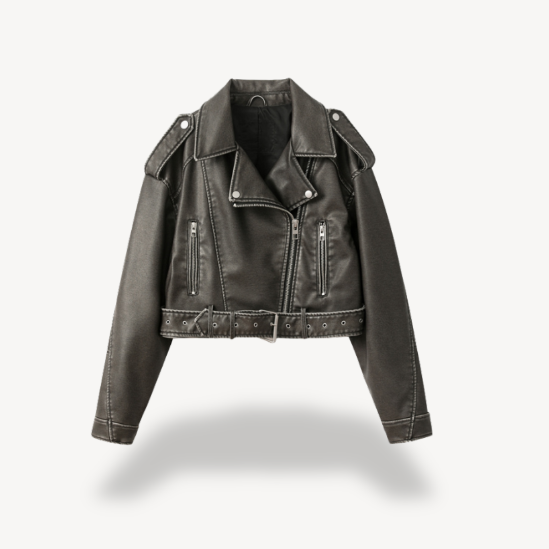 Leder-Bikerjacke für Damen | Loravelle 0