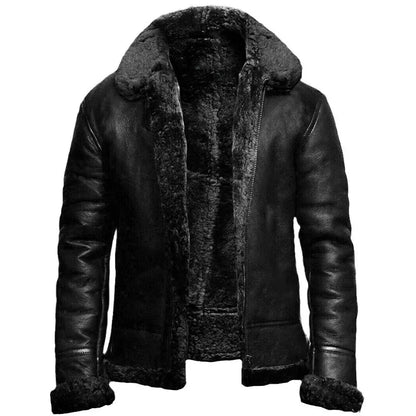 Herren Lederjacke Warm Gefüttert Zip Up Winterlederjacke - BerlinGlamour