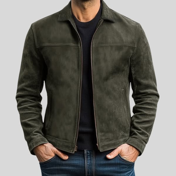 Männer Lederjacke Schwarz Braun Reißverschluss Klassisch - BerlinGlamour