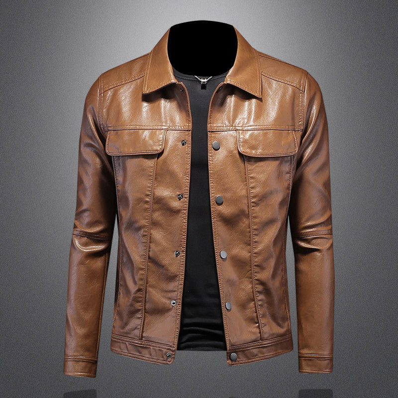 Herren Lederjacke Biker Stil Schwarz Kunstleder - BerlinGlamour