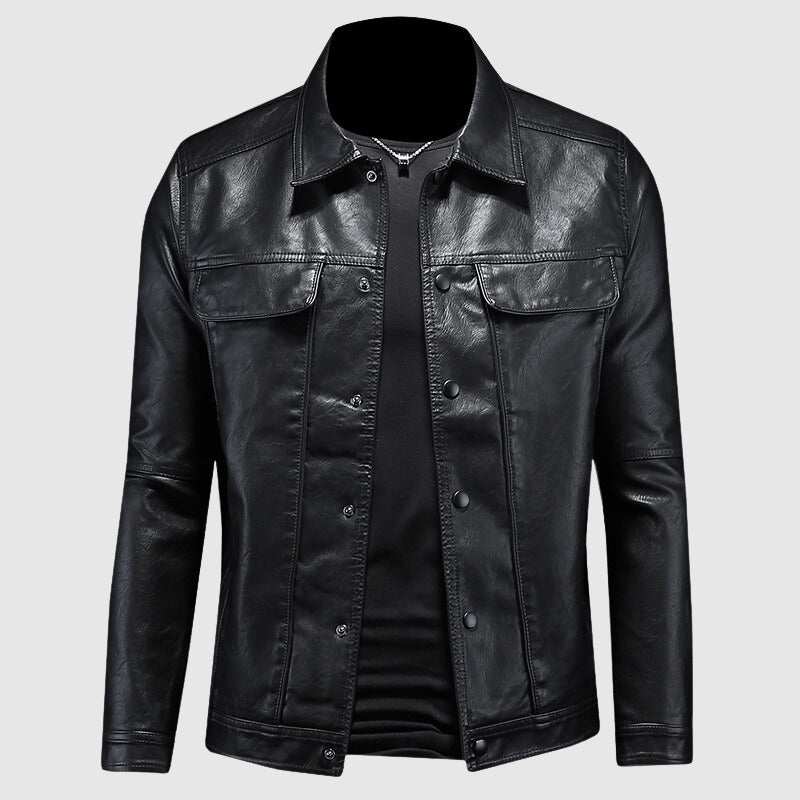 Lederjacke | Kunstleder | Button-Up | Herren Lederjacke | Bikerjacke-Chaps Herrenmode