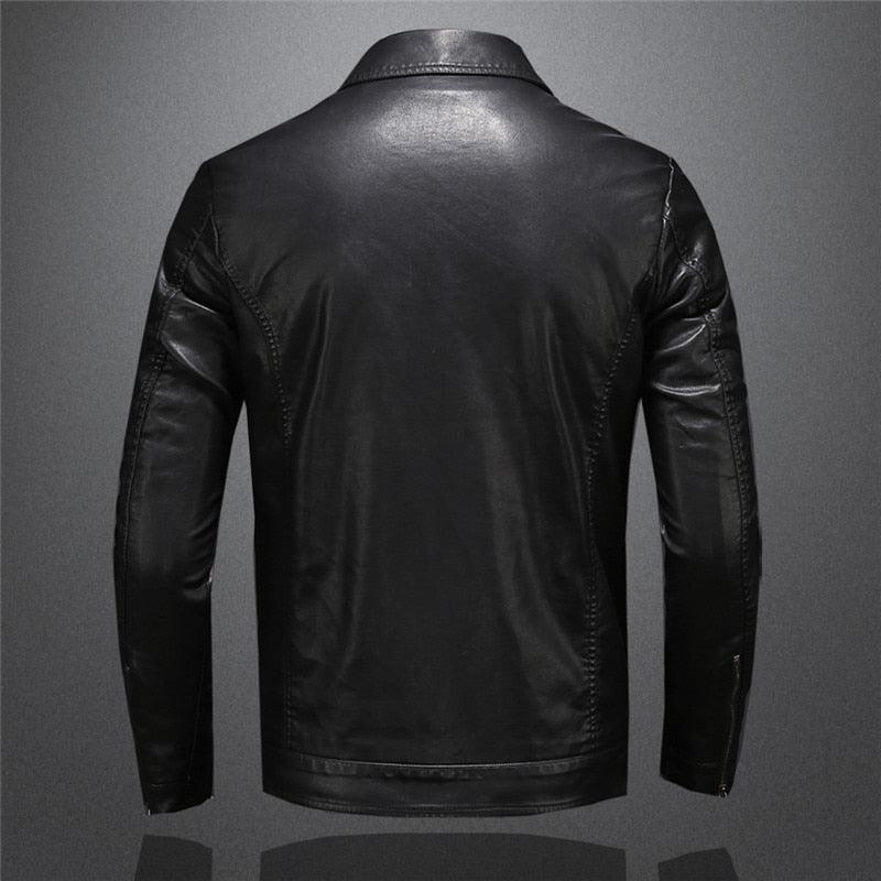 Lederjacke - Schwarz - Veganes Leder - Kunstlederjacke - Herrenjacke-Chaps Herrenmode