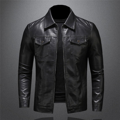 Herren Lederjacke Schwarz Vegan Kunstleder - BerlinGlamour