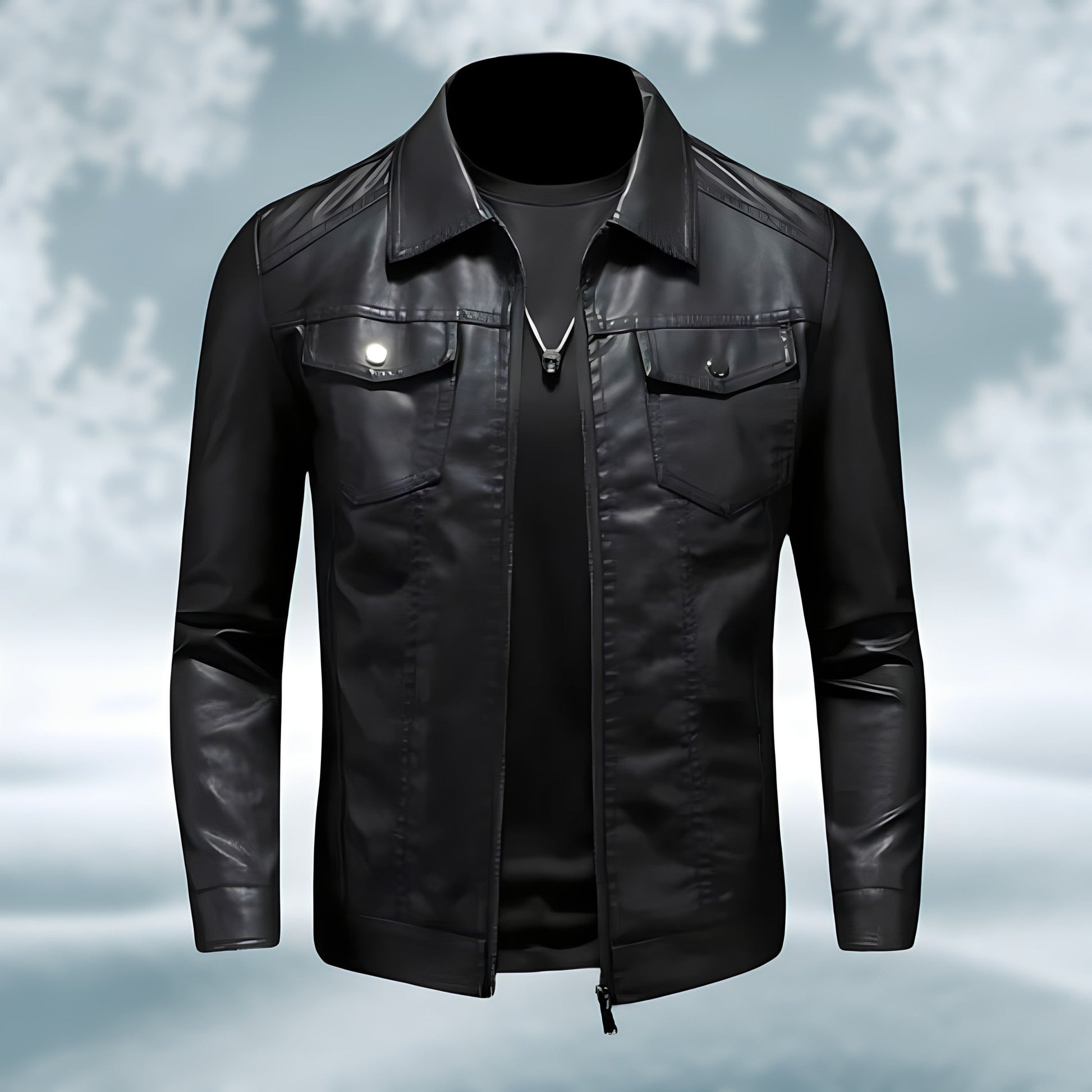 Schmale Lederjacke für Männer Stretch Leder Schwarz - BerlinGlamour