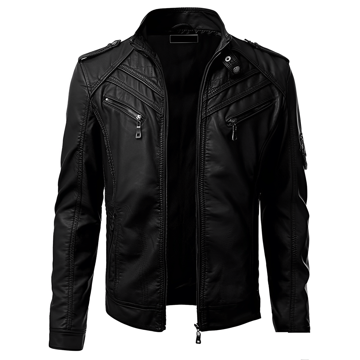 Lederjacke – mit Reißverschluss – Gefüttert – Bikerjacke – Herrenlederjacke-Chaps Herrenmode